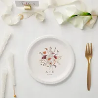 Boho Wildflowers Elegant Fall Wedding Cake Paper Plates