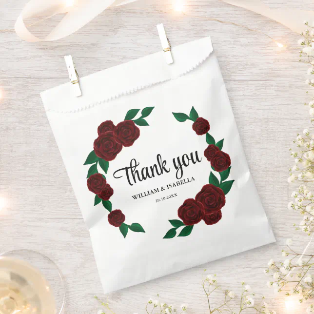 Romantic Fall outdoor wedding beautiful Red roses Favor Bag