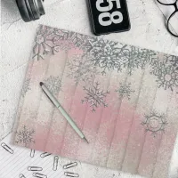 Winter Snowflakes on Pink and White Stripes Notepad