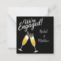 Mini Black and Gold Christmas Engagement  Note Card