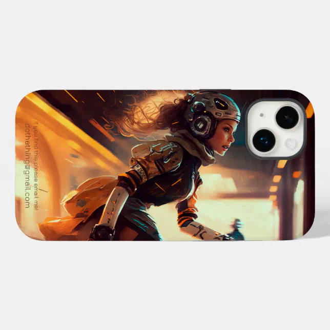 Rollerderby Woman in a City of the Future Case-Mate iPhone 14 Plus Case