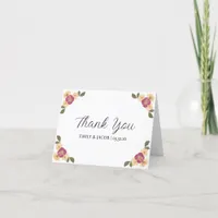 Elegant Pressed Wildflowers Boho Garden Wedding Thank You Card