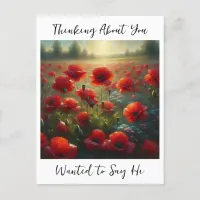 Pretty Red Poppy Field | Saying Hi Postcard