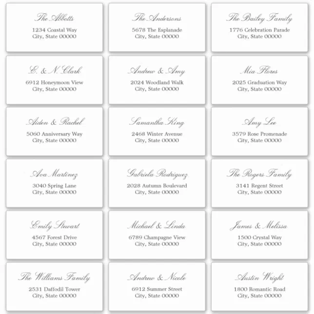 Elegant Minimalist Script 18 Guest Address Labels