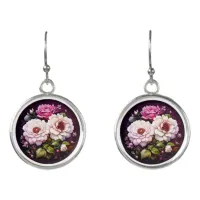 Pink Roses Floral  Earrings