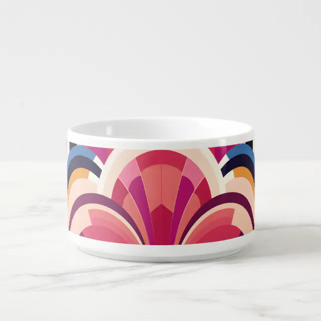 1920 Retro Art Deco Pink, Purple, Blue Modern Bowl