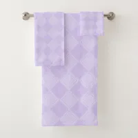 Geometric Diamond Purple And Lilac Bath Towel Set