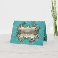 elegant aqua flourish Business Thank You Cards