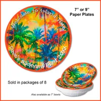 [Tequila Sunrise] Tropical Island Time Party Paper Plates