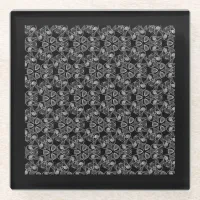 Black and White Abstract Glass Coaster