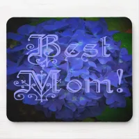 Best Mom with Blue Flower Background Mouse Pad