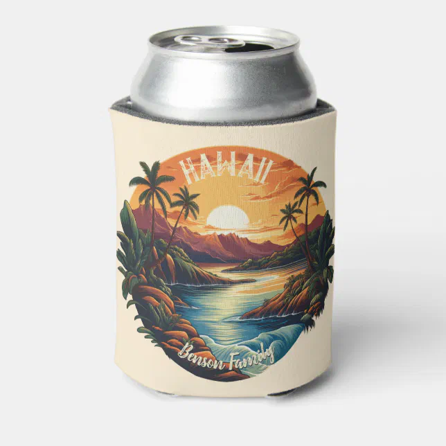 Vintage Hawaii Tropical Beach Travel Can Cooler