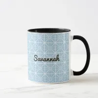 Personalized Blue White Tile Pattern Pretty Boho Mug