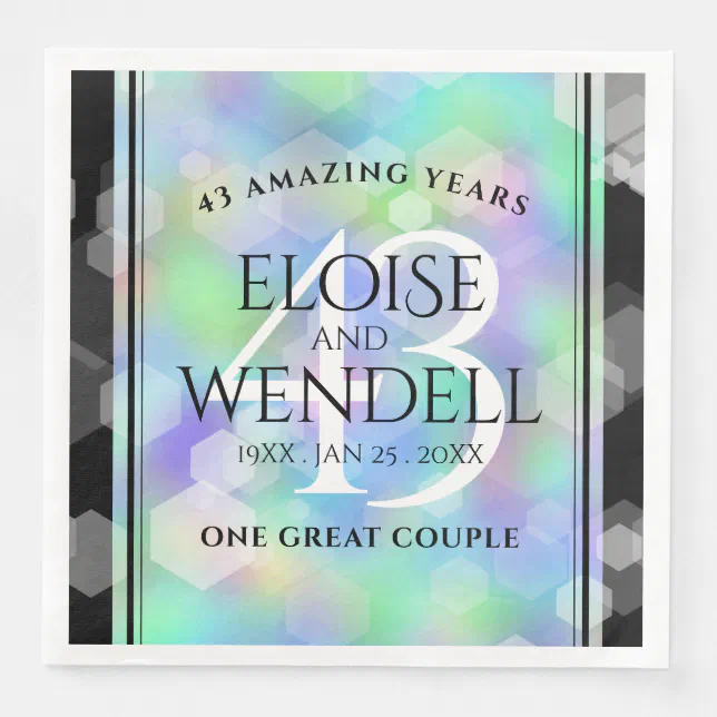 Elegant 43rd Opal Wedding Anniversary Celebration Paper Dinner Napkins