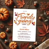 Modern Fall Leaves Friendsgiving Dinner Party Invitation