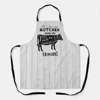 What a Real Butcher Looks Like Rustic Wood Effect Apron