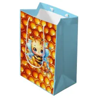 Cute Honey bee and Honeycomb Themed Baby Shower Medium Gift Bag