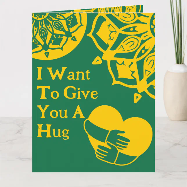 Green and Yellow Simple Hugs Sympathy Greeting Card