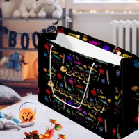 Happy Halloween Lollipops and Candy Pattern Large Gift Bag