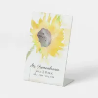 Yellow Sunflower Vase Celebration of Life Funeral Pedestal Sign