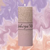 Elegant Rose Glitter Monogram Name | Pillar Candle