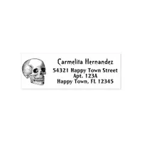 Vintage Gothic Skull Skeleton Return Address Self-inking Stamp