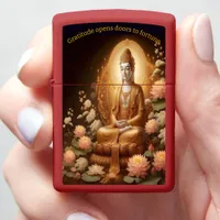 Buddha amid lotus flowers. zippo lighter