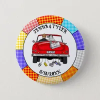 Retro Pop Art Mr & Mrs | Just Got Married Button