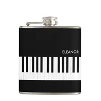 Black and White Piano Keys Music Keyboard Flask