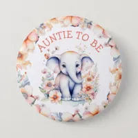 Baby Elephant Girl's Baby Shower Auntie to Be Button