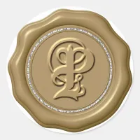 *~* Letter P Diamond Circle GOLD Wax Seal Stickers