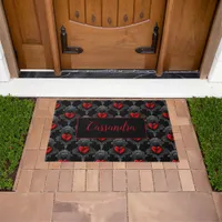 Personalized Red Goth Heart  Doormat