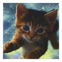 Kitten Running In Space  Faux Canvas Print