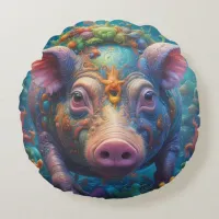 Abstract PIg Round Pillow