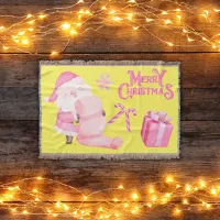 Cute Christmas in Pink on Yellow | Throw Blanket