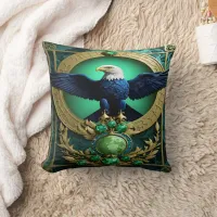 Eagle Perched on Tree Branch During Golden Hour Throw Pillow