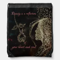 Woman and Rose Drawstring Backpack