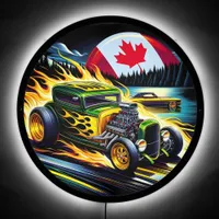 Fiery hot rod racing by the lake LED sign