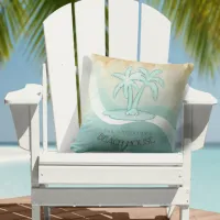 Beach House Palm Trees Aqua ID623 Throw Pillow