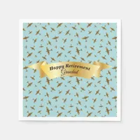 Happy Retirement Spitfire Airplanes Light Blue Napkins