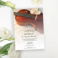 Classical Violin and White Roses Wedding Invitation