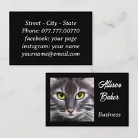 Wonderful cat portrait on black  business card