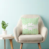 Neon green leaves - fractal art, throw pillow