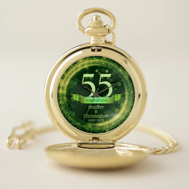 Green Glitter Edit Year Wedding Anniversary Pocket Watch