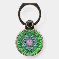 Green and Pink Mandala Abstract Colorful Phone Ring Stand