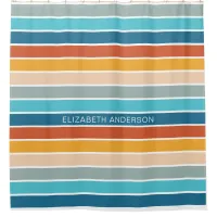 Modern Retro Sunset Stripes Personalized  Shower Curtain