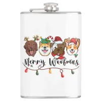 Merry Woofmas Typography Flask