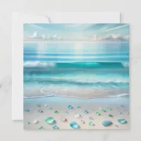 Pretty Blue Ocean Waves and Sea Glass 