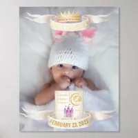 Pisces Newborn Baby Name Photo Stats Gold Foil Prints