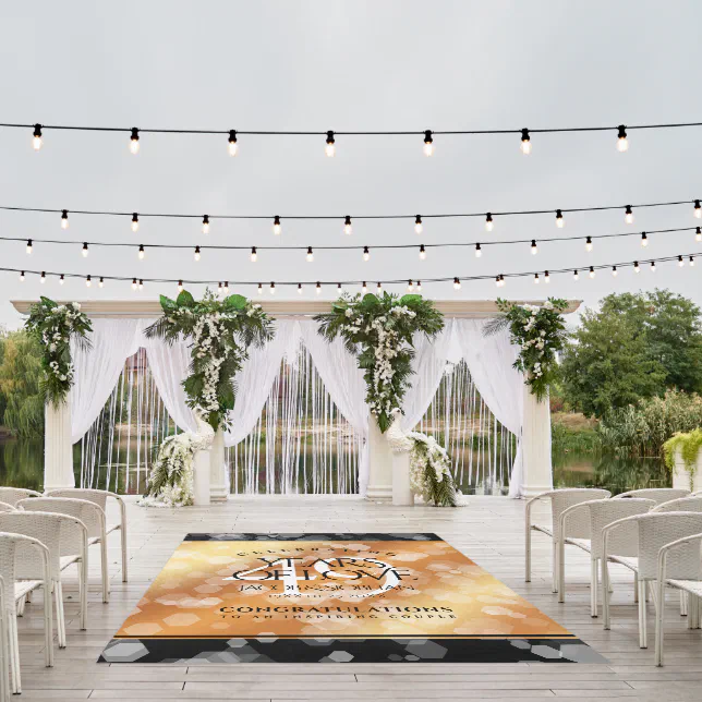 Elegant 49th Copper Wedding Anniversary Outdoor Rug